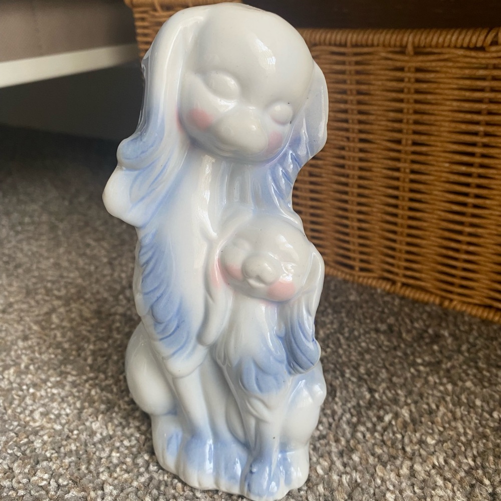 Vintage Ceramic Spaniel Dogs Puppy Figurine